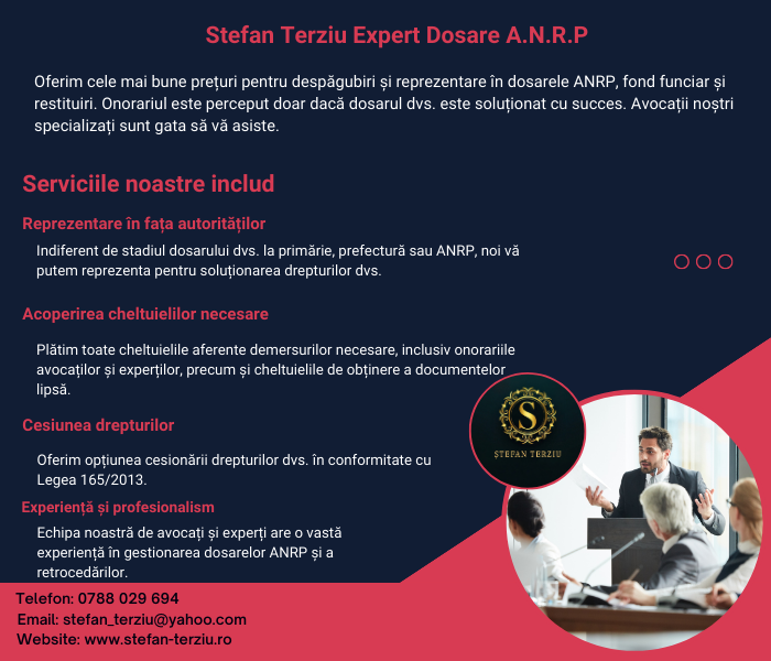 Stefan Terziu – Retrocedări Legea 10/2001 – Cumpărăm Dosare ANRP
