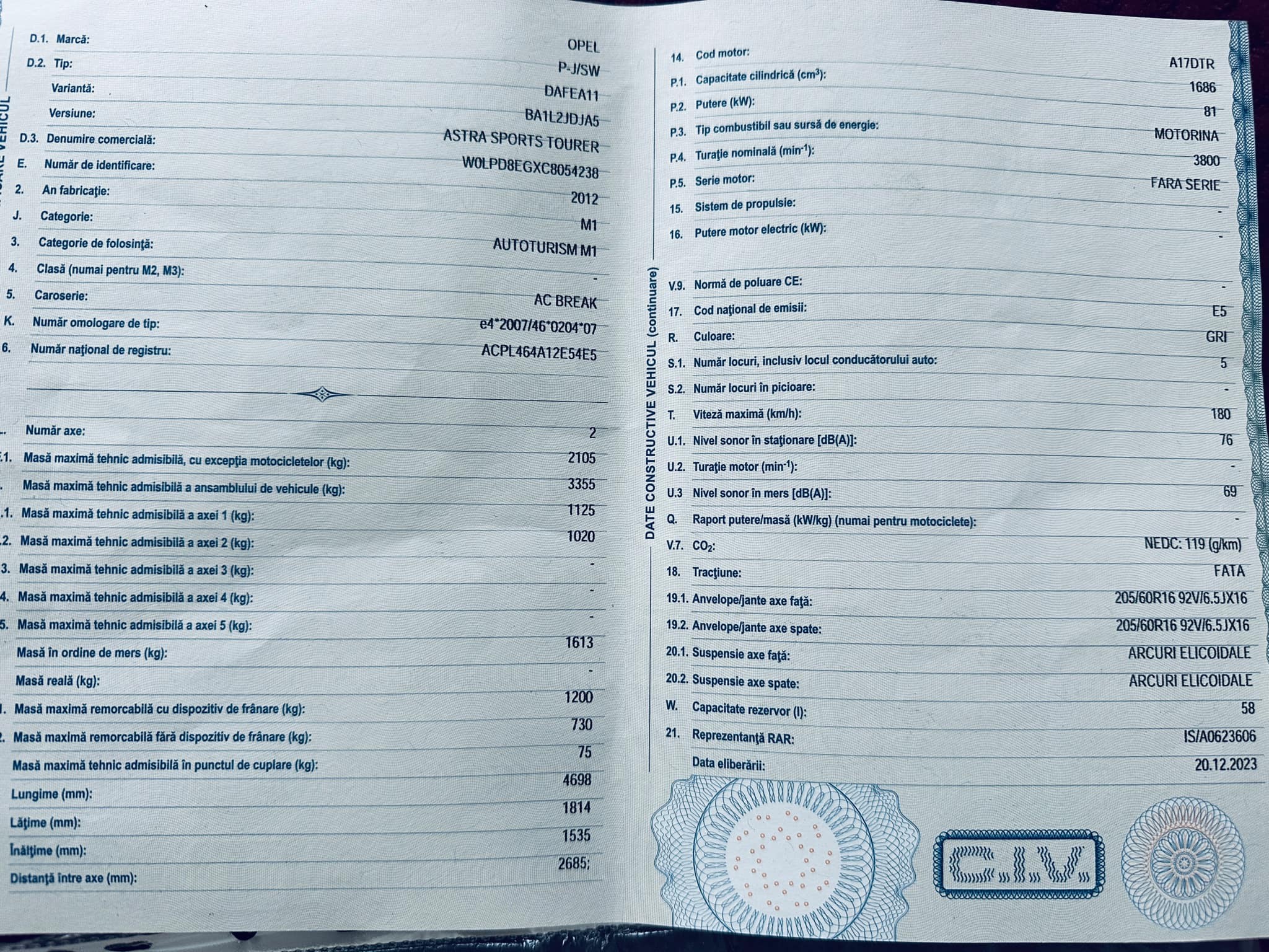 Opel Astra J 2012 1.7Diesel Euro 5 Clima Scaune Incalzite Senz Park Pilot