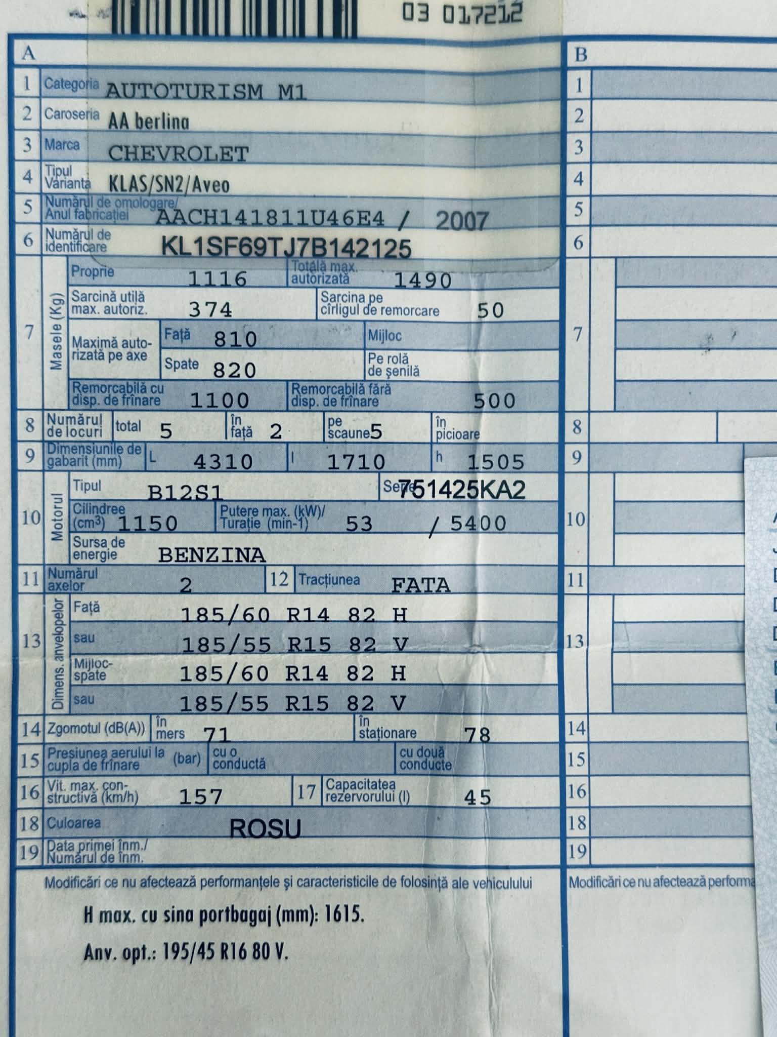 Chevrolet Aveo ~ 1.2Benzina ~ A/C Geamuri Electrice ~ 126000Km